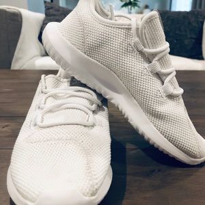 Kids’ Adidas Tubular shadow all white sneakers